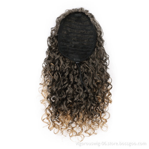 Easy Wear New Fashion Lowest Cheap Price For Women Natural Textured Afro Fiber Drawstring Curly Ponytail